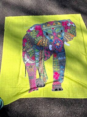 Deny Designs Elephant Shower Curtain & Hooks Green Pink Blue Colorful Rave Boho